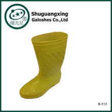 Shugxin Yellow Household Men's High rubber Rain Boots Low Heel B-818